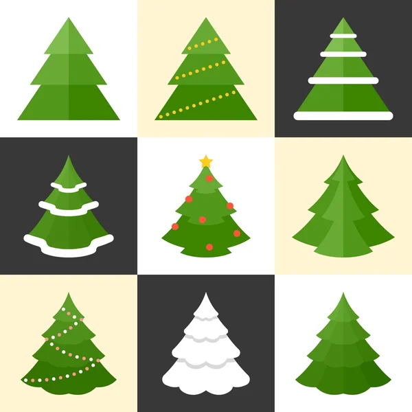 Vector pine iconen set, platte ontwerp — Stockvector