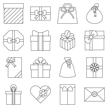 Simge mevcut, zarf, kutu ve Hediyelik çanta koleksiyonunda ince çizgi tatil ve iş için hediye