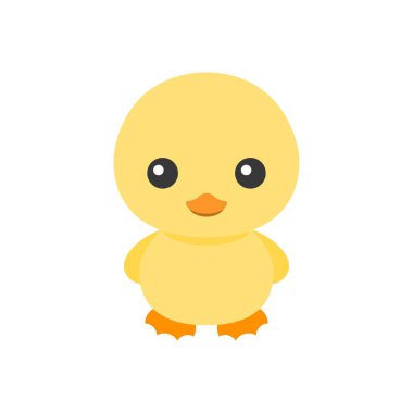 Sevimli küçük sarı ördek simgesi çizgi film, karakter ördek çocuk illüstrasyon kitabı, düz tasarlamak vektör için
