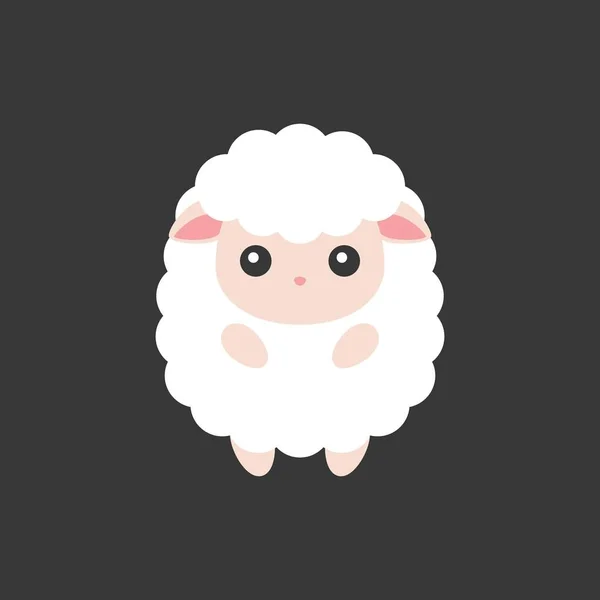 Ícone de ovelha, personagem bonito dos desenhos animados de ovelhas para o zodíaco chinês, design plano — Vetor de Stock