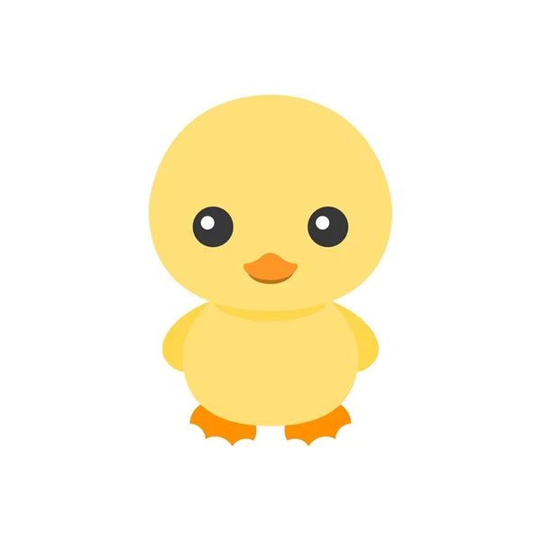 Lindo pequeño dibujo animado icono de pato amarillo, personaje de pato para niños libro de ilustración, vector de diseño plano — Archivo Imágenes Vectoriales