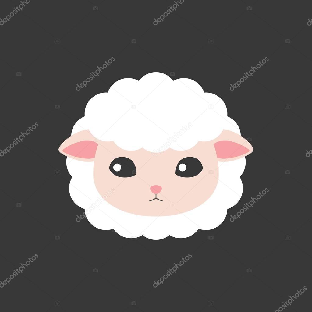 Pecora faccia icona fumetto personaggio adatto per bambini illustrator libro e zodiaco cinese design piatto — Vettoriali di lukpedclubail