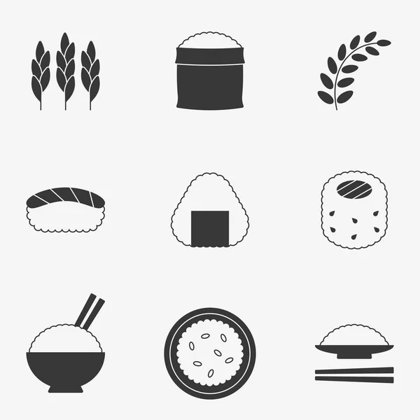 Vector de icono de arroz, icono de diseño de silueta — Vector de stock