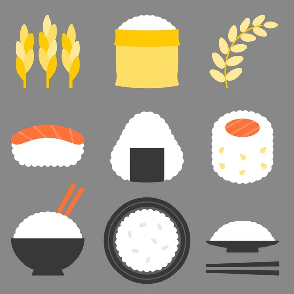 Вектор значка риса, иконка плоского дизайна — стоковый вектор