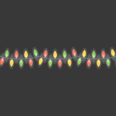 Festival süsleri, düz tasarım seamless modeli Noel ışıkları