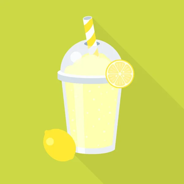 Лимонадный сок и лимон, плоский дизайн с длинной тенью — стоковый вектор