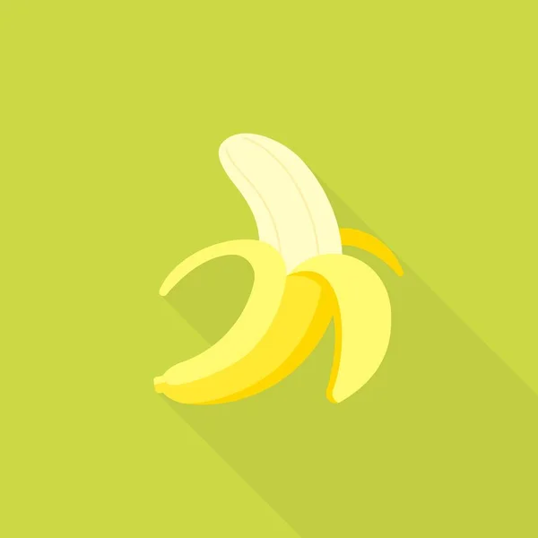 Icono de plátano pelado, diseño plano con sombra larga — Vector de stock