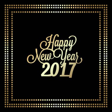 Altın Çerçeve içinde mutlu yeni yıl 2017 Tipografik Tasarım