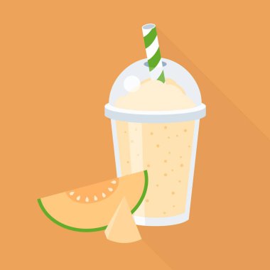 Kavun yüzlü kavun, düz çizmek ile uzun gölge parçası ile plastik cam