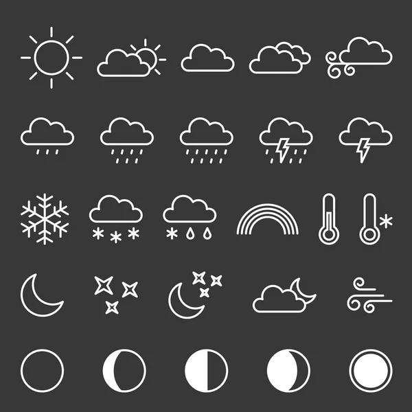 Weather icon collection, thin line icon — Stock Vector