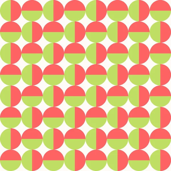Abstract seamless pattern of half circle in green and red color — Stock Vector