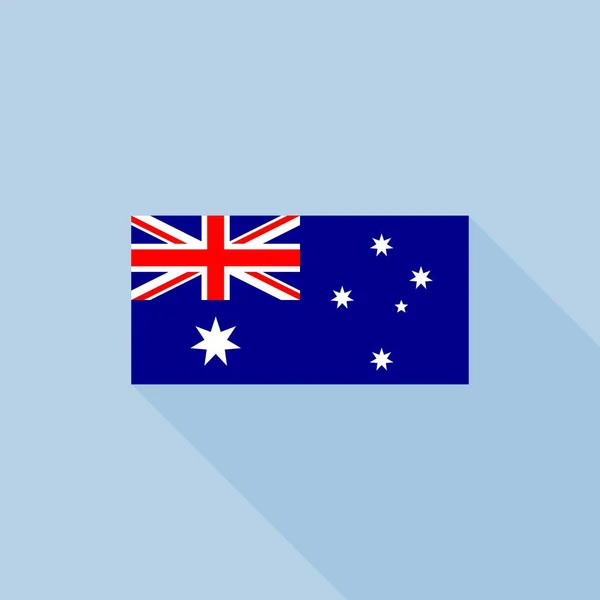 Vlag van Australië in officiële verhoudingen, platte ontwerp met lange schaduw — Stockvector