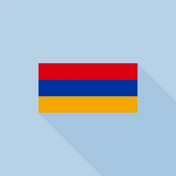 Bandeira da Armênia em proporções oficiais, design plano com sombra longa — Vetor de Stock