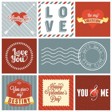 Sevgililer günü kümesi, başlık, etiket, amblem ve diğer dekoratif elements.set 3 vektör