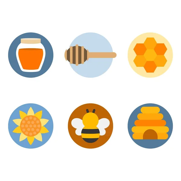 Vektor Honig Icon Set, flaches Design — Stockvektor