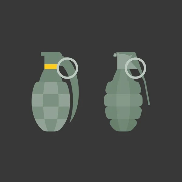 Ícone de granada de mão vetorial, design plano — Vetor de Stock