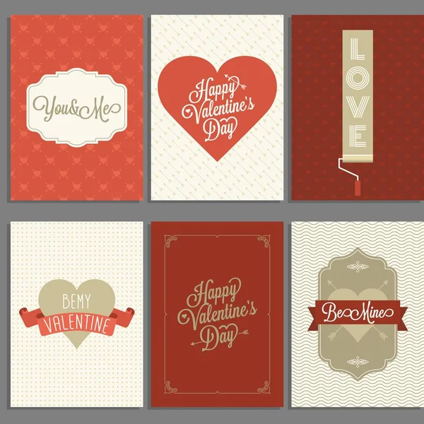 발렌타인 데이 인사말 카드 및 초대장 요소, 우아한 패턴, 평면 디자인에 프레임의 서식 파일 — 스톡 벡터