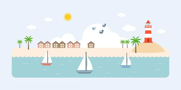 Información gráfica y elementos de resort, mar, playa y paisajes costeros, diseño plano vector ilustración para viajes de negocios — Vector de stock