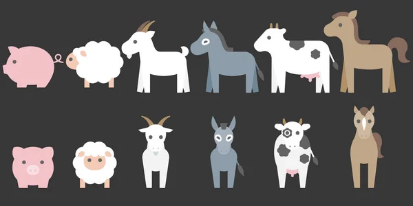 Set of animal farm elements for graphic info — Stock Vector