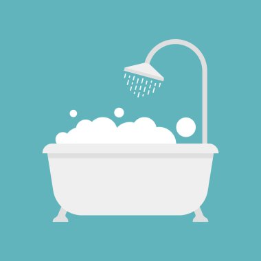 Banyo ve duş balonu simgesinin, düz tasarım ile