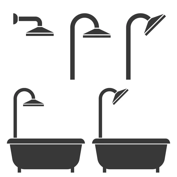 Shower and bath tub, silhouette icon for hotel — Stockvector