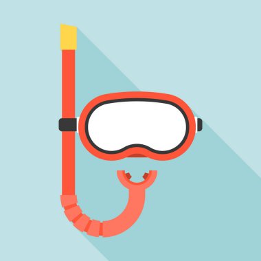 Dalış maske ve şnorkel simge, düz tasarım