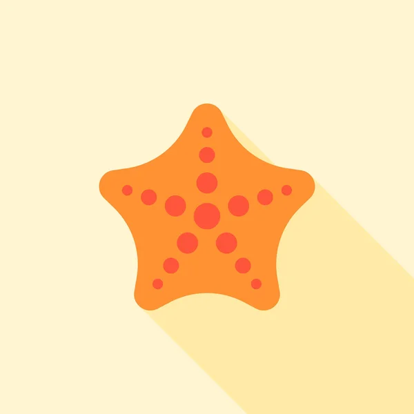 Lindo icono de estrella de mar, vector de diseño plano con sombra larga — Vector de stock