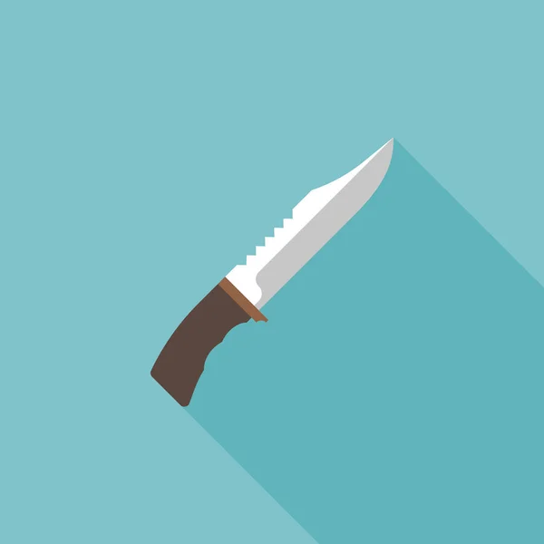 狩猟ナイフのアイコン、長い影とフラットなデザイン — ストックベクタ