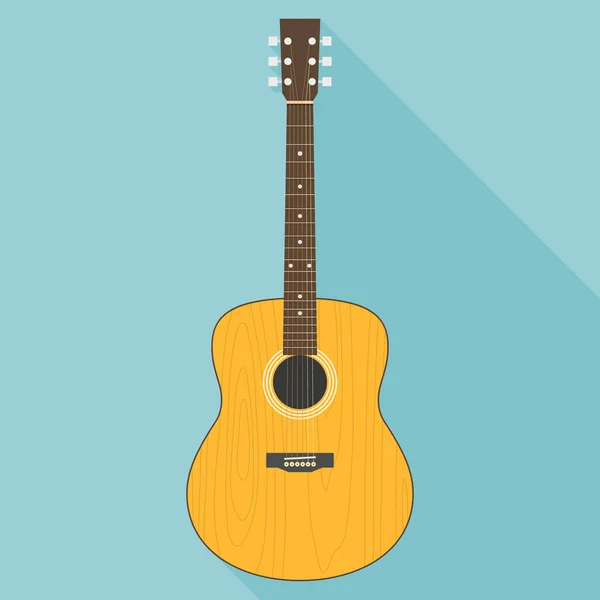 Guitare acoustique classique vecteur d'illustration en design plat avec ombre longue — Image vectorielle