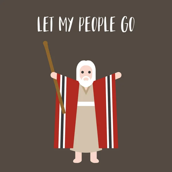 Moisés representando a páscoa e deixe meu povo ir tipográfico, para cartaz de páscoa, design plano —  Vetores de Stock