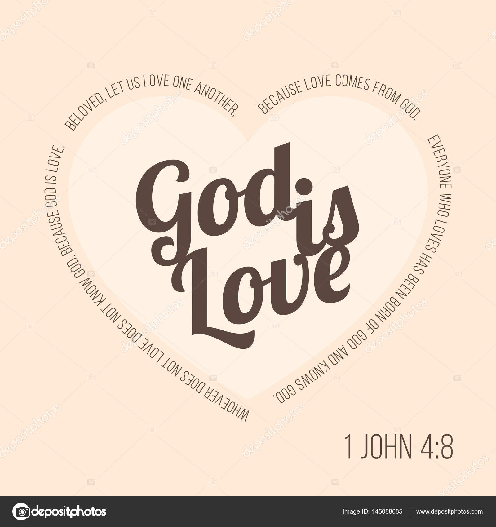 Bible verse for evangelist and valentine John 4 8 god is love typographic in heart