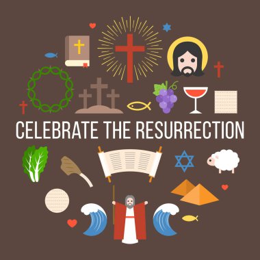 Celebrate the resurrection of jesus, info graphic for easter and passover clipart