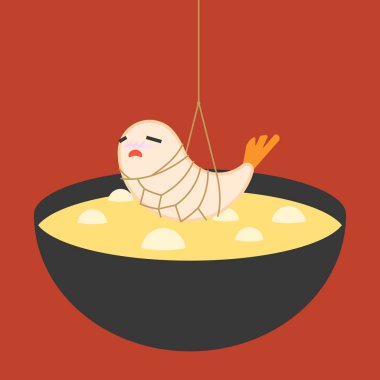 Vektör karikatür karides Tempura