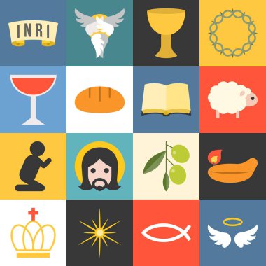 Vector all about jesus, seraphim,angle and bible, flat design clipart