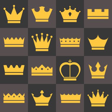 Vektör simgeler kümesi, düz tasarım kron.