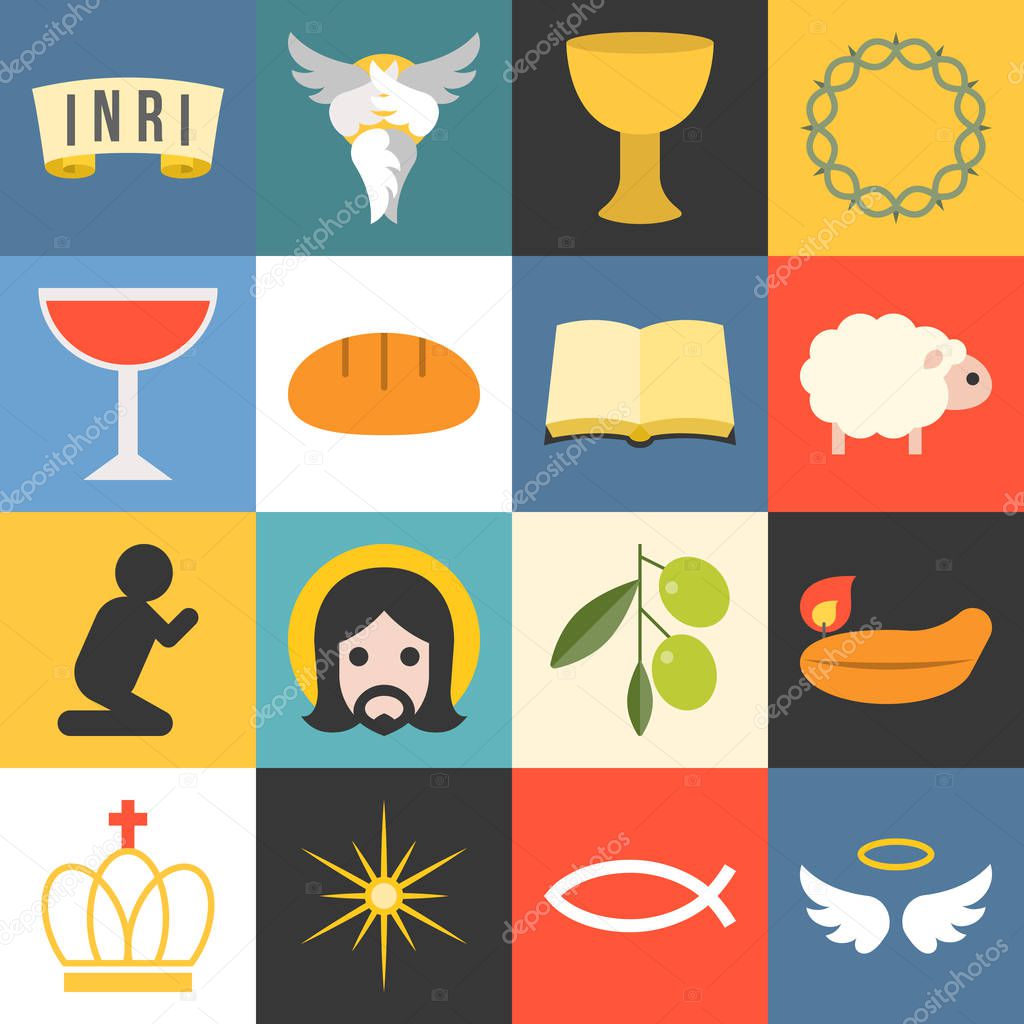 Vector all about jesus, seraphim,angle and bible, flat design