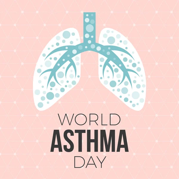 Cartel del día del asma mundial con fondo gráfico hexágono, diseño plano — Vector de stock