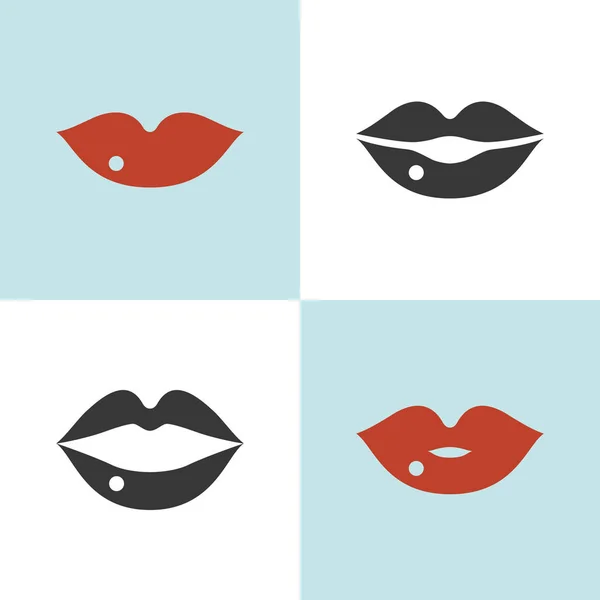 Conjunto de labios icono — Archivo Imágenes Vectoriales