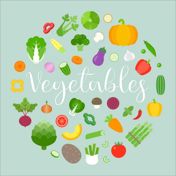 Zöldség-kör alakú kivitel Intézkedik banner, háttér — Stock Vector