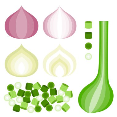 Vektör soğan simge seti, düz tasarım