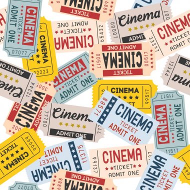 Vektör desen sinema bilet retro tarzı mevcut kağıt ve baskı kumaş set 4 için