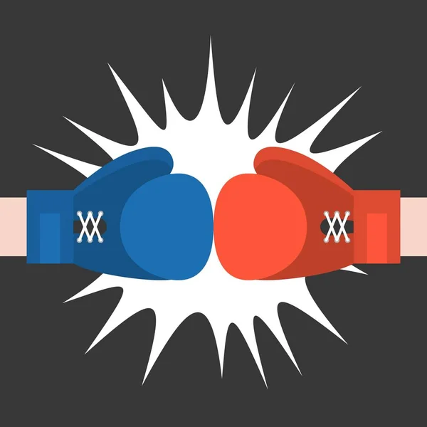 Два боксерські рукавички страйк, плоский дизайн — стоковий вектор