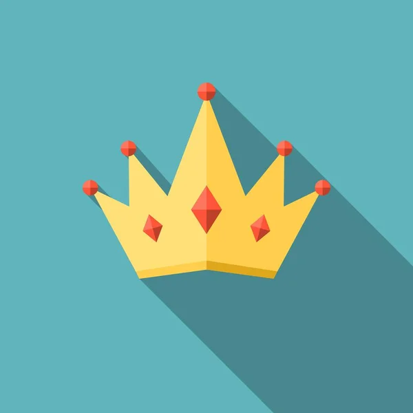 Crown ikonen med långa skugga, platt design — Stock vektor