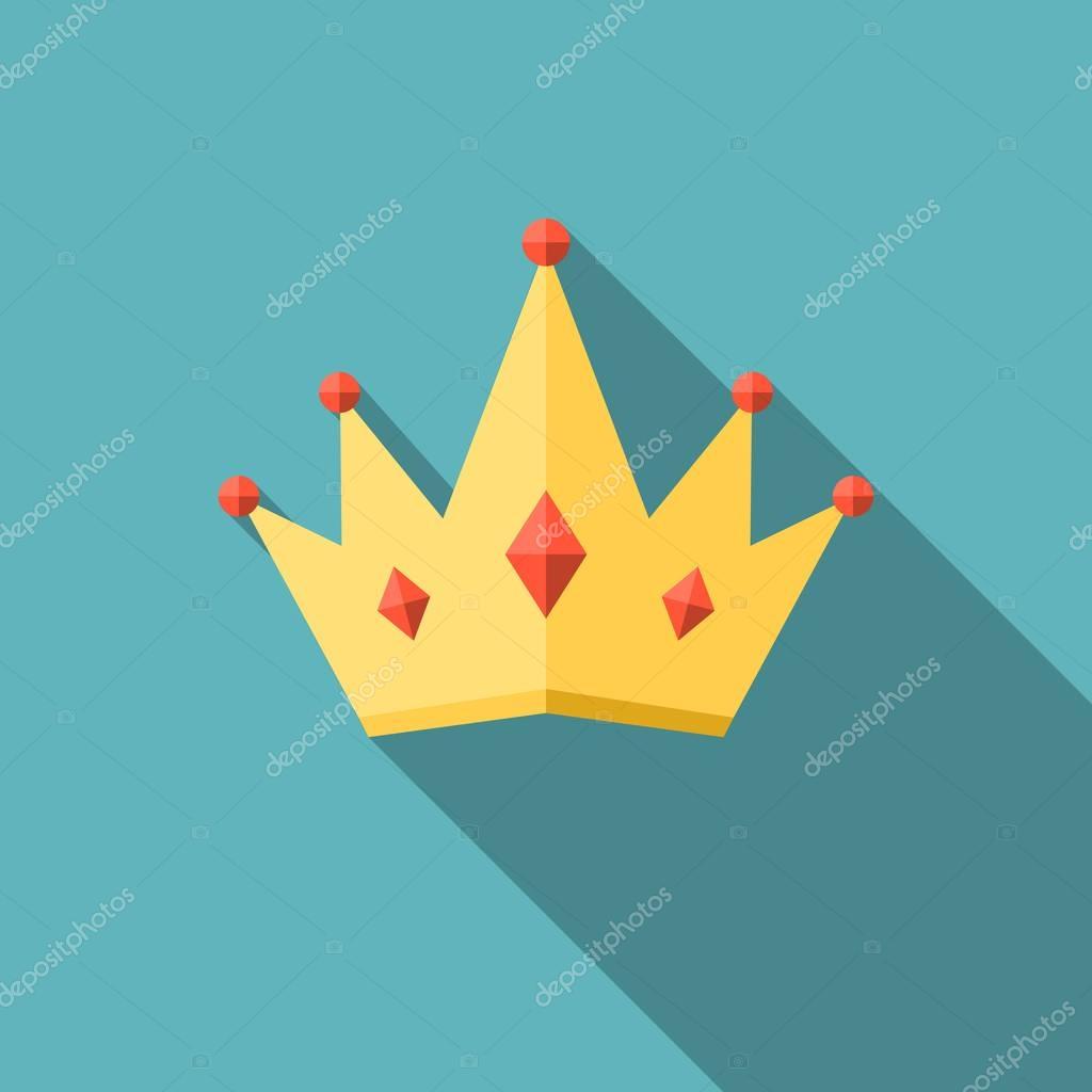 Crown icon with long shadow, flat design