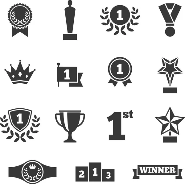 Conjunto de iconos de premios, silueta — Vector de stock