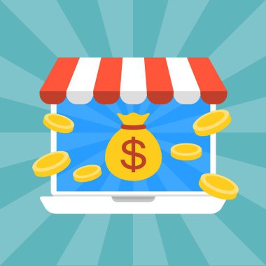 Vektör set pazarlama ve online alışveriş e ticaret kavramının