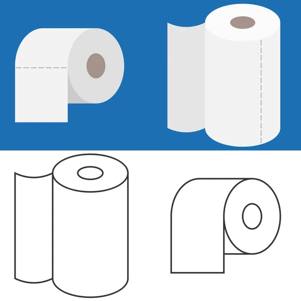 Set of tissue roll in flat design and outline icon — Stock Vector