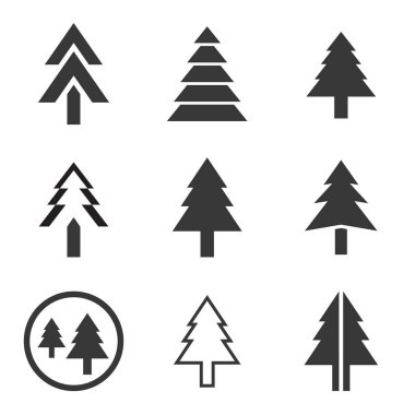 çam ağacı vector Icons set