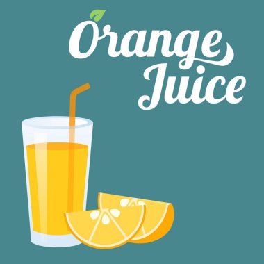 Vektör portakal suyu ve portakal dilim