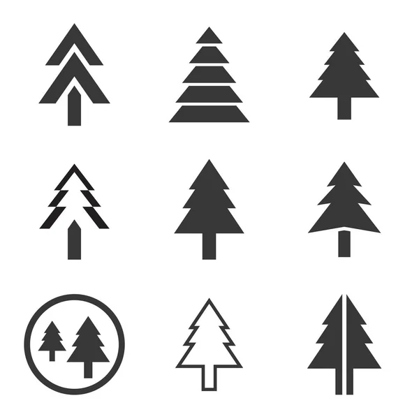 Árbol de pino vector iconos conjunto — Vector de stock